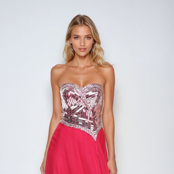 New Strapless A-Line Rhinestones Embellished Prom Gown w/ Sweetheart Neck JT 543 - Picture 3 of 8